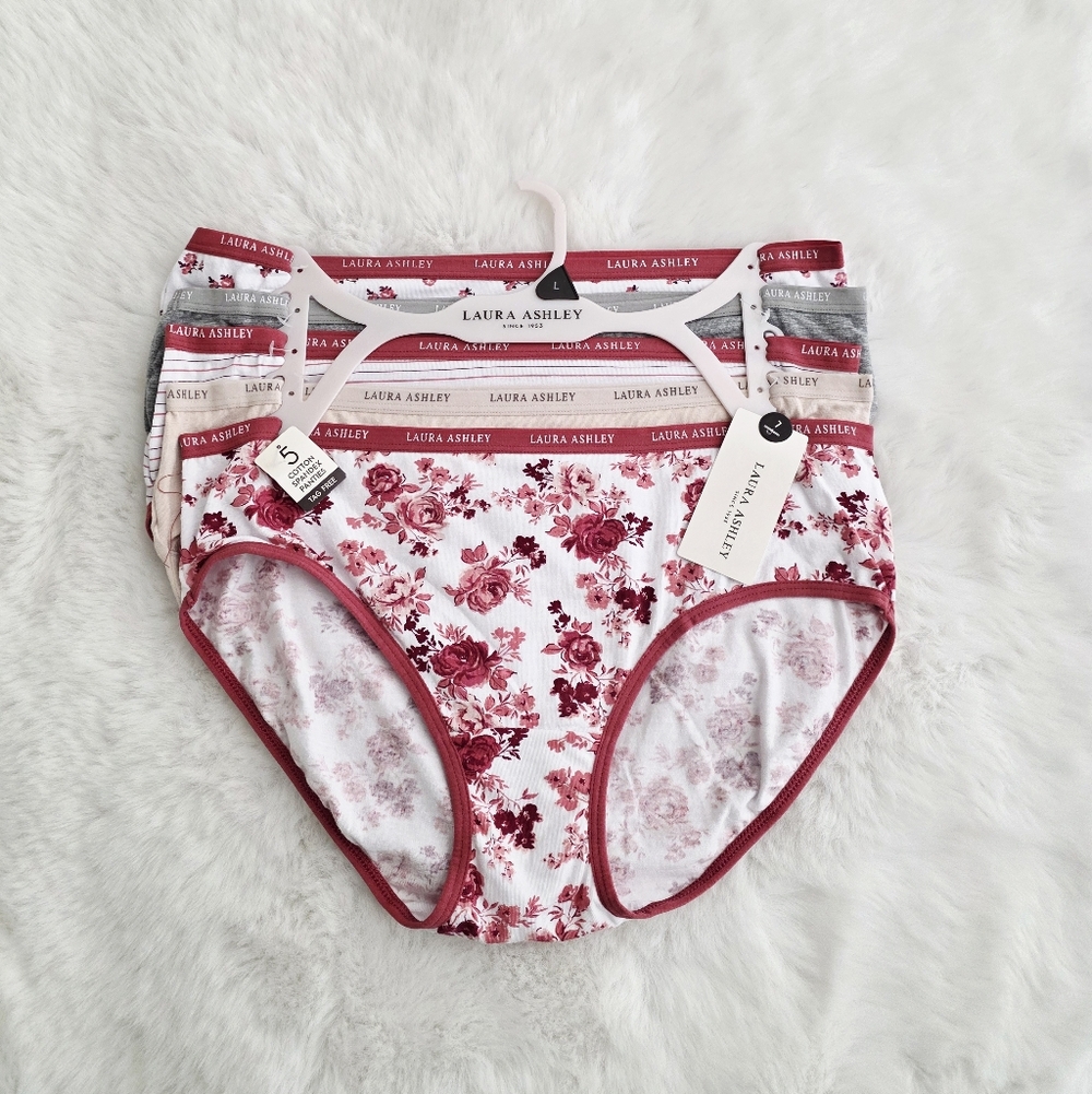 LAURA ASHLEY🌹5-PACK COTTON SPANDEX PANTIES SIZE L